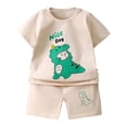 thumbnail image 4 of WERYOUNG Boys Summer Outfits Short Sleeve Cartoon Dinosaur Print Casual T Shirts And Shorts For Toddlers Kids Daily Wear 2 Piece Sets Trendy Clothes Sets 3-4 Years, 4 of 4