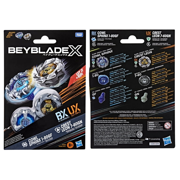 Beyblade X Cowl Sphinx 1-80GF & Crest Leon 7-60GN Dual Pack