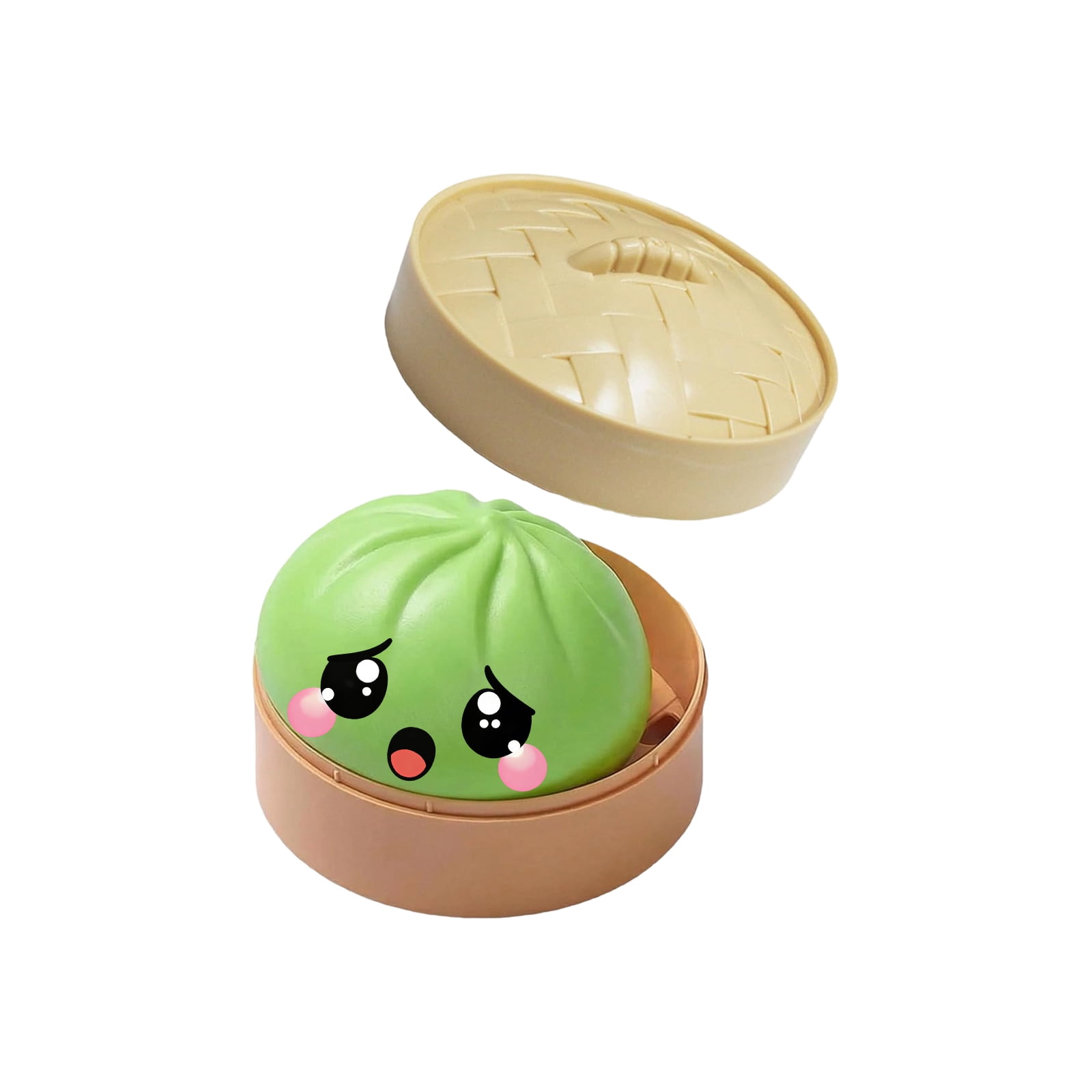 Glitter Colorful Dumpling Squishy, Cute Squishy Dumpling Large with Steamer, Squishy Dumpling Doll with Cute Expressions, Silicone Bun Sensory Fidget Dolls, Hand Pinching Decompression Dolls
