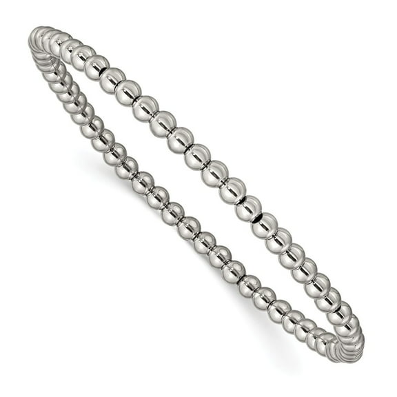 Primal Steel Stainless Steel Polished Beaded Stretch Bracelet