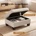 thumbnail image 3 of Poshby Storage Ottoman Coffee Table with Chenille Material, Solid Wood Leg for Living Room, Beige, 3 of 5