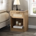 thumbnail image 3 of OAKHAM Rattan Nightstand with Charging Station, Boho Bedside Table with Type-C/USB Port, Weathered Oak, 3 of 8