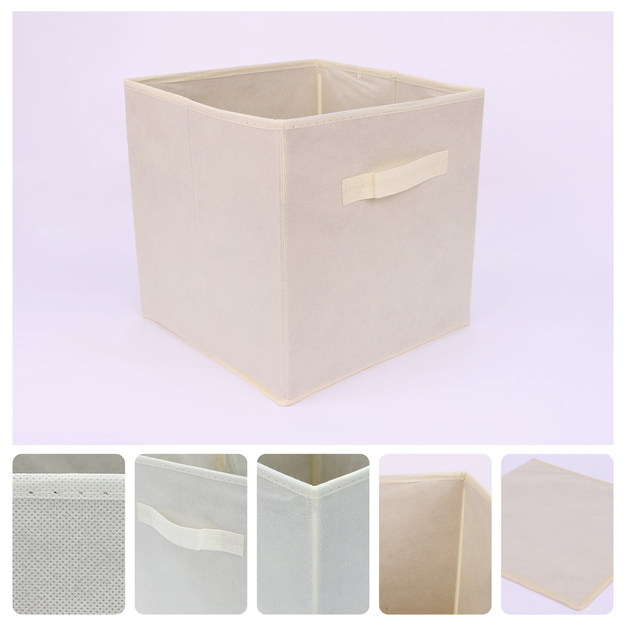 Unique Bargains Fabric Storage Cube Storage Bin Storage Basket Beige