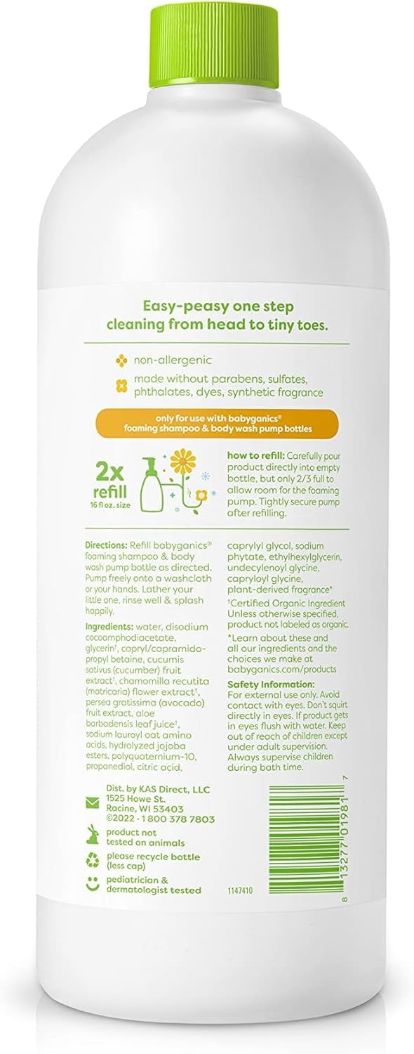 Babyganics Shampoo and Body Wash Refill, Chamomile Verbena, 32 Fl Oz