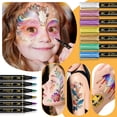 thumbnail image 3 of Temporary Tattoo Markers 24 Colors, Washable Body Art Pens with Stencils for Parties and Halloween, Brush Tip Face Paint Markers, Skin Safe Temporary Tattoo Kit for Festival and Large Events, 3 of 3