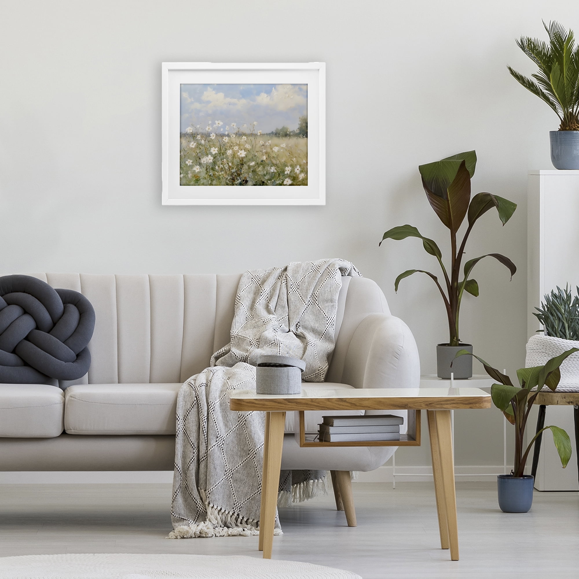 Stupell Industries Neutral Wildflower Field in Bloom White Framed Print Under Glass, design by LSR Design Studio