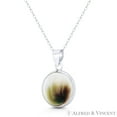 thumbnail image 2 of Round Faux Seashell Enamel Beachbum Charm 25x16mm (1x0.6in) Pendant & Chain Necklace in .925 Sterling Silver, 2 of 2