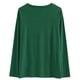 thumbnail image 4 of Camiseta de mujer con estampado de letras, cuello redondo, manga larga, ajuste informal, blusa de moda para oficina, verde, M, 4 of 6