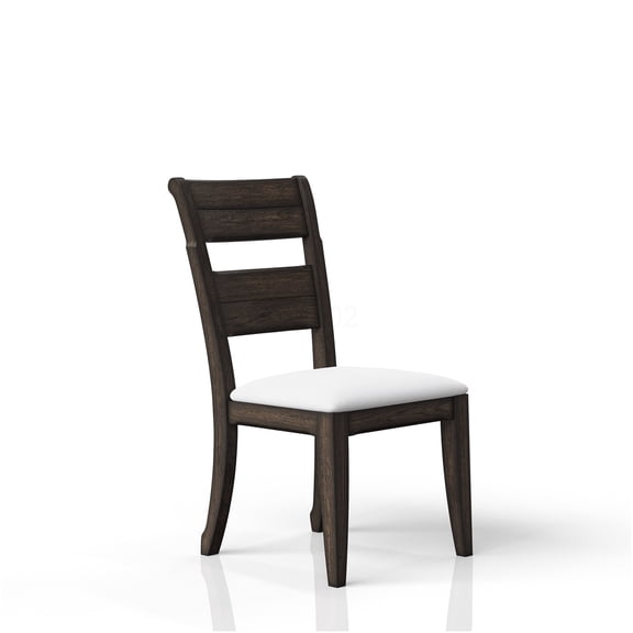Chocolate Finish Ladderback Side Chair with Upholstered Seat, Traditional Solid Wood Dining Chair