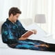 thumbnail image 5 of Balery Cool Blue Light Wolf Pijama para Hombre de Dos Piezas con Manga Larga, Conjunto de Dormir y Descanso Suave con Bolsillos-XX-Large, 5 of 6