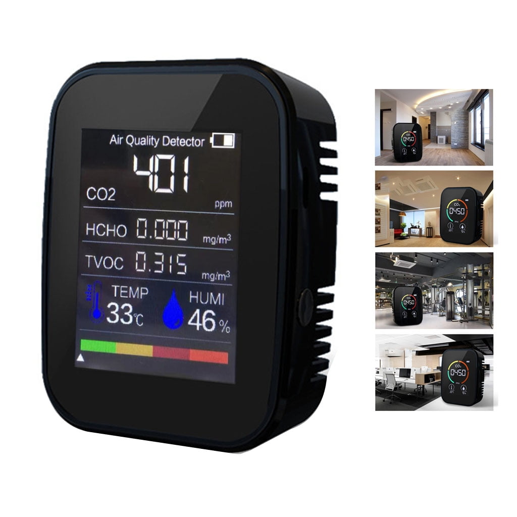 Techinal Multifunctional 5 in1 CO2 Meter Digital Temperature Humidity Sensor Tester Air Quality Monitor Carbon Dioxide TVOC HCHO