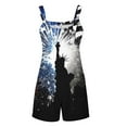 thumbnail image 6 of Women's American Flag Cotton Linen Jumpsuits 2025 Summer Wide Leg Short Romper with Adjustable Straps, Patriotic Casual Vacation Outfits, 6 of 7