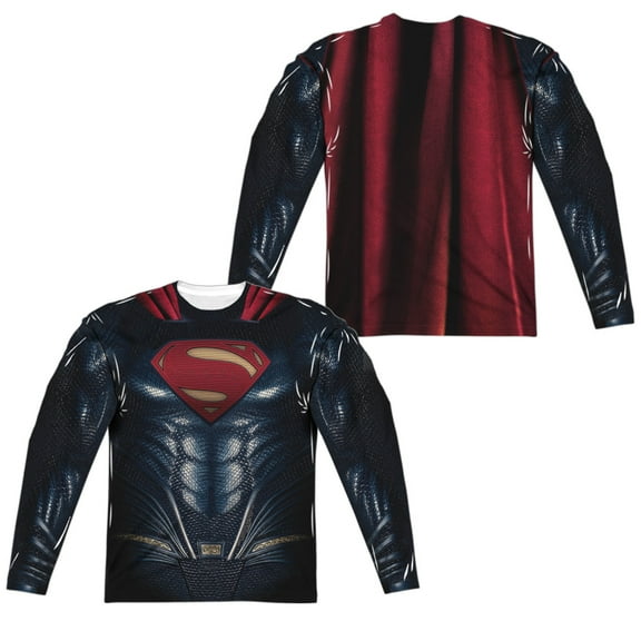 Justice League Movie - Superman Uniform (Front/Back Print) - Regular Fit Long Sleeve Shirt - X-Large