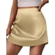 thumbnail image 1 of Falda mini acampanada de satén para mujer: cintura alta, cierre con cremallera, cintura elástica, poliéster, informal de verano - S-XL, 1 of 6
