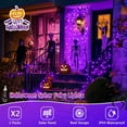 thumbnail image 2 of JMEXSUSS 2 Pack Purple Halloween Lights, Each 33ft 100 LED Purple Solar Halloween Lights Outdoor, Waterproof 8 Modes Purple Solar Lights for Tree Patio Christmas Halloween Decorations, 2 of 7