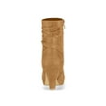 thumbnail image 2 of BLISSFUL STEP Women's Ankle Boots Faux Suede Chunky Heel Side Zipper Slouch Shaft Boots Brown 6.5, 2 of 7