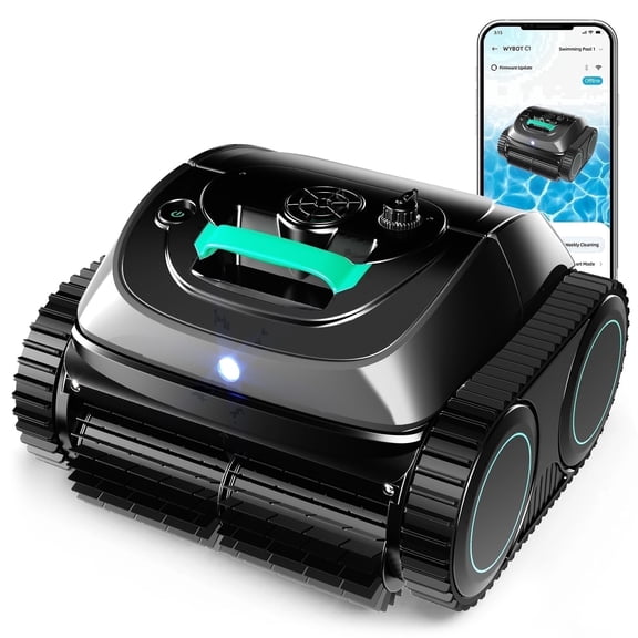 WYBOT C1 Cordless Robotic Pool Cleaner for Inground Pools, Above Ground Pool Cleaner 4-in-1 Wall & Waterline Cleaning, Up to 1,614sq.ft, 150mins Smart Navigation, Smart Phone App