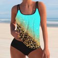 thumbnail image 2 of pimelu Bathing Suit Womens Swimsuits Tankini Set for Women Two Piece Swimsuits Plus Size Swimsuit Summer Vintage Leopard Strap Tank Top Swimwear Ladies Modest Beachwear, 2 of 6