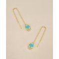 thumbnail image 3 of SNGIA 18K Gold Plated Threader Dangle Earrings for Women with Lagoon Teardrop Stone, 3 of 4