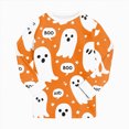 thumbnail image 6 of NOLDARES Toddler Baby Girl Halloween Pajamas Pumpkin Long Sleeve Top Pants Kids Sleepwear Pjs, 6 of 8