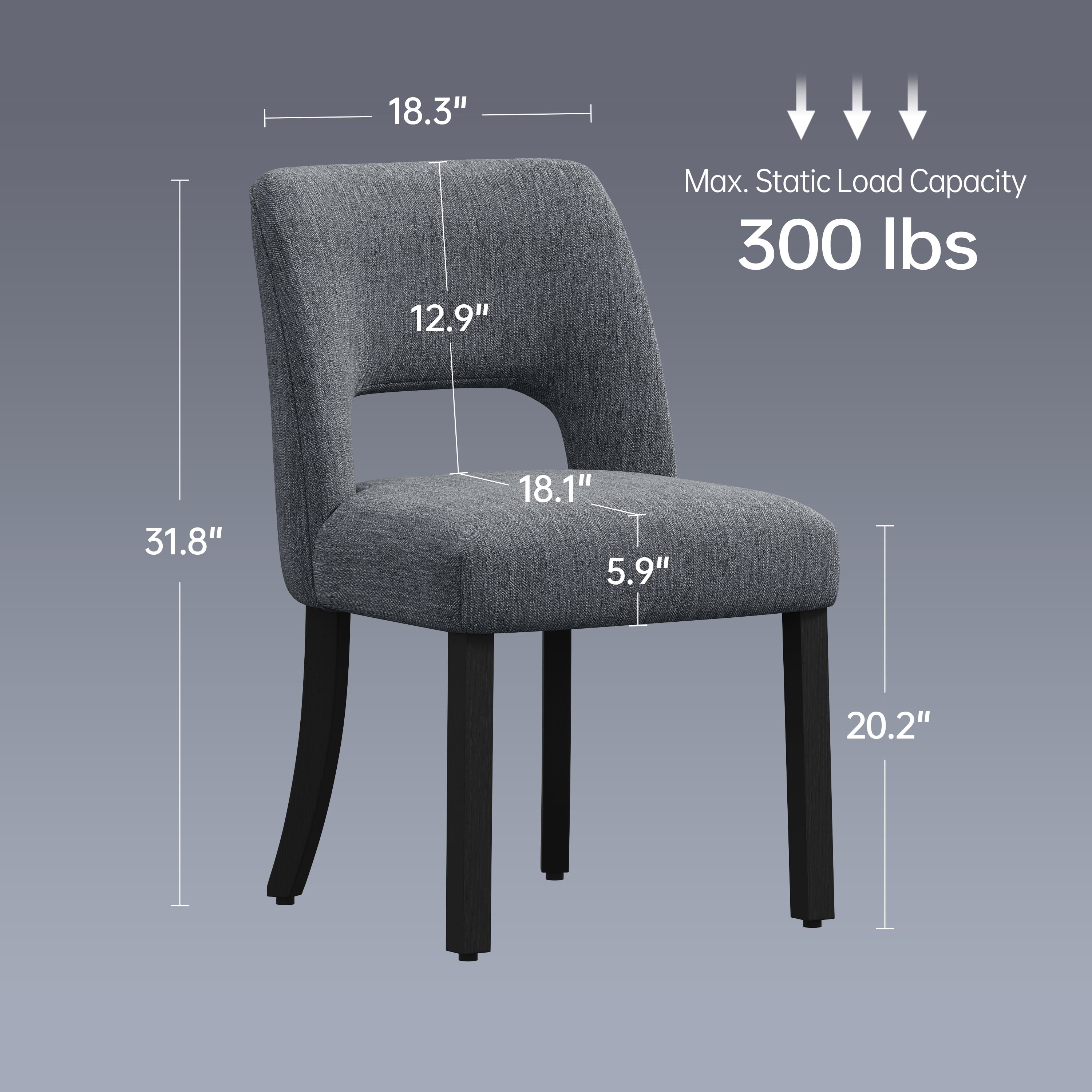 Vknow Furniture Wooden Dining Chairs Set of 6, Modern Fabric Upholstered Dining Room Chair Kitchen Chairs, Farmhouse Dinner Chair for Kitchen Dining Room, Gray