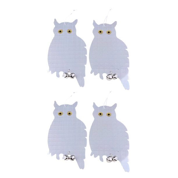 4 Piezas De Reflectante Búho Señuelo Estatua Con Campana, Colgante Falso Búho Espantapájaros, Plagas Al Aire Libre Ardillas De Aves Sunnimix Búho reflectante Bird Scare
