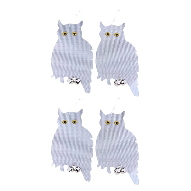 4 Piezas De Reflectante Búho Señuelo Estatua Con Campana, Colgante Falso Búho Espantapájaros, Plagas Al Aire Libre Ardillas De Aves Sunnimix Búho reflectante Bird Scare