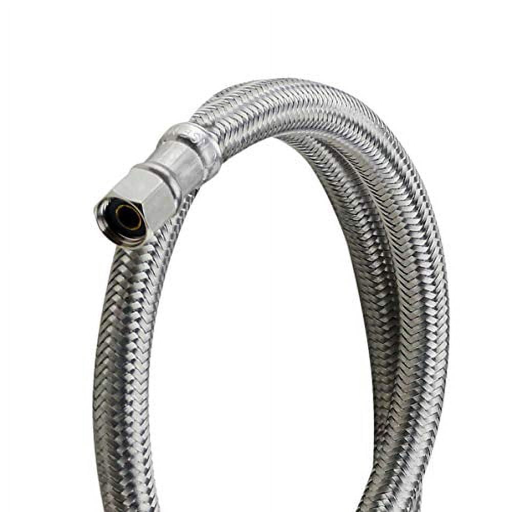 Highcraft 2662-NL Lead Free Stainless Steel Braided Ice Maker Supply Line with Two 1/4" Fittings on Both Ends, 24"