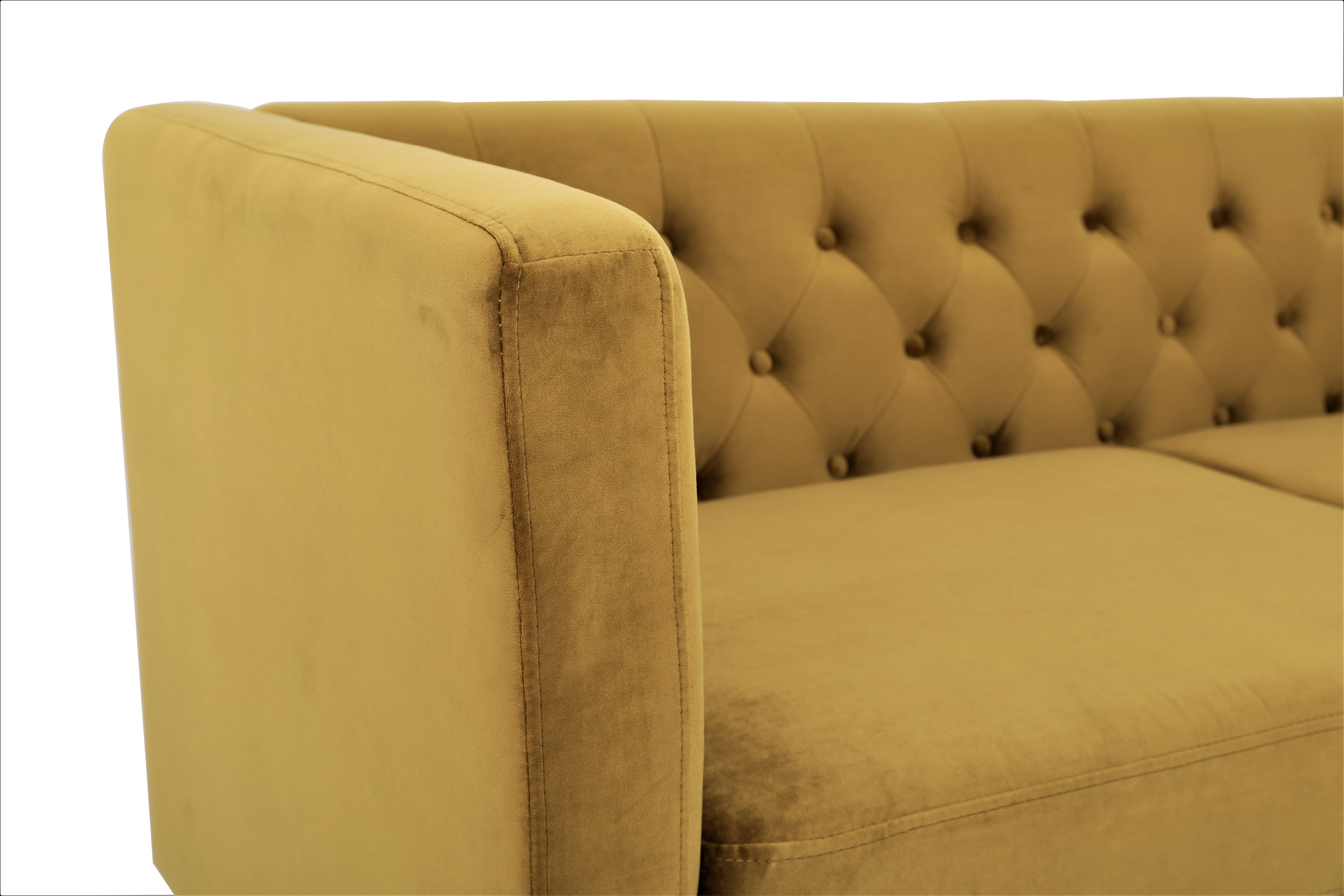Uspridefurniture Lisette 33.07'' Velvet Square Arm Chair,Yellow