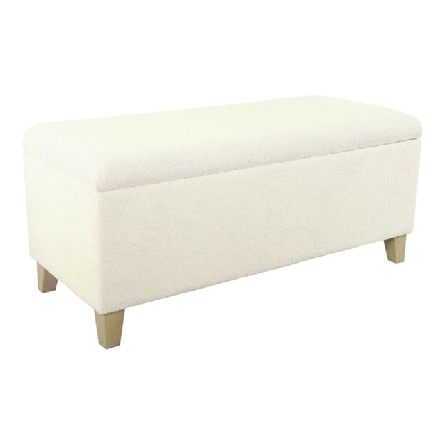 HomePop Sherpa Banc de Rangement Traditionnel en Tissu, Fini Crème
