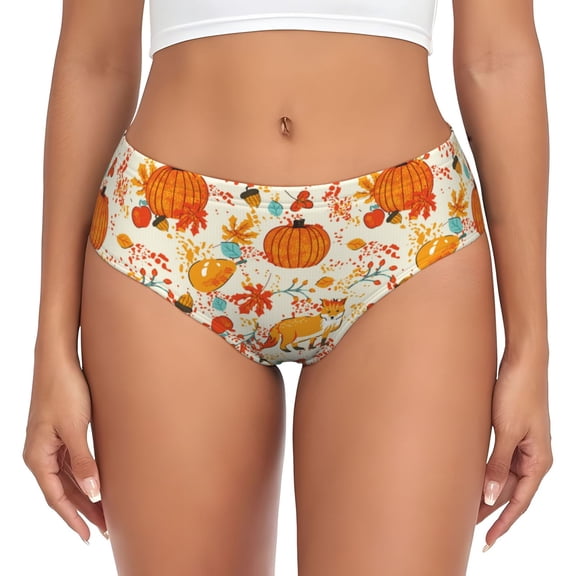 Womens Underwear - Pumpkin Fall Pears No Show Seamless Underwear for Women, Stretch Women's Panties, Hipster Soft Comfort Ladies Panties Bikini Underwear Briefs
