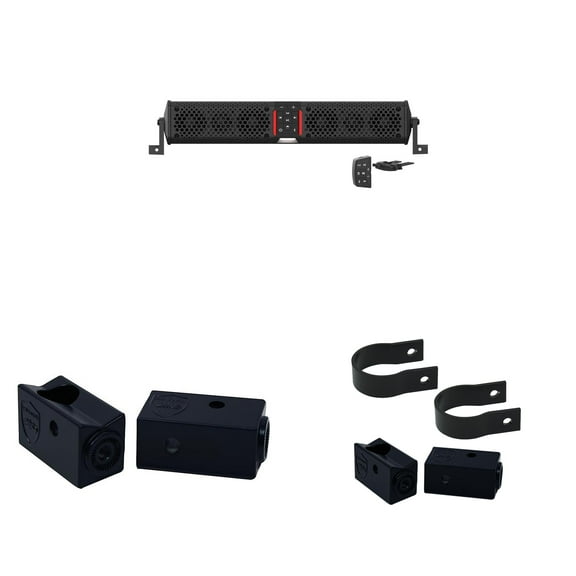 Wet Sounds STEALTH-XT-6-B Wet Sounds STEALTH XT 6 Speaker All-In-One Amplified Bluetooth Soundbar With Remote – Black with Slider Brackets and 1.5" Round Clamps