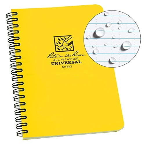 Rite In The Rain - Cuaderno espiral lado, resistente agua, 4 5/8 x 7, cubierta amarilla, diseño universal (No. 373)