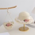 thumbnail image 2 of LNMQLPDBS Baby Sun Hat Sets Girls Wide-Brim Straw Sun-Hat for Summer Beach with Flower Kids Tourism Sun Hat with Shoulder Bag Gift for Girl Sun Protection Hat for All Season, 2 of 5