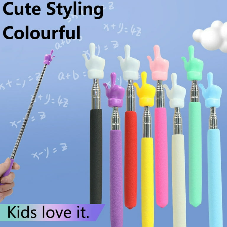 DSLSQD 5 Pieces Teacher Pointer Stick, Retractable Finger Pointer Stick Teacher Pointer For Classroom Finger Reading Tool Teacher Must Have Hand Touch Stick For Teacher Classroom Accessories