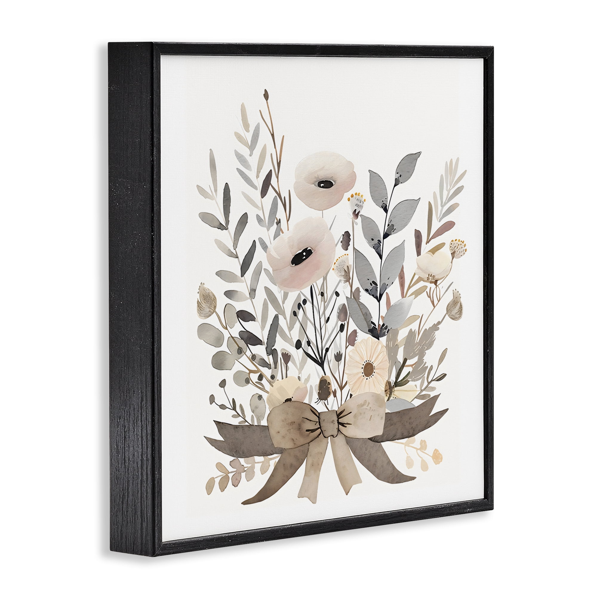Stupell Industries Neutral Floral Bouquet Beige Black Framed Giclee Art, design by Creative Studio