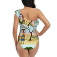 thumbnail image 5 of Salouo African Women Pattern One Shoulder Ruffled One Piece Swimsuit for Women V Neck Swimwear Tummy Control Bathing Suit-Medium, 5 of 6