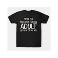 thumbnail image 2 of 100% Cotton Mens Crew Neck Graphic T-Shirt - Funny Im Often Mistaken For An Adult Print, Slight Stretch, Machine Washable, Casual Summer Tee for All Seasons, 2 of 6