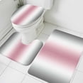 thumbnail image 3 of Pink Grey White Bath Mat 3 Piece Bathroom Rug Set, Farmhouse Ombre Color Modern Simple Non Slip Bath Rug Contour Mat and Toilet Lid Cover, Absorbent Shower Mats Soft Bath Rugs and Mats Sets, 3 of 8