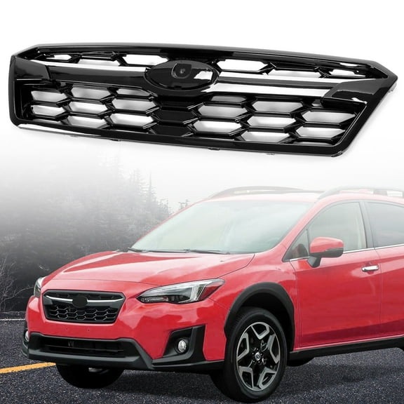 Kojem Front Bumper Center Grille Assy for 2018 2019 2020 Subaru Crosstrek Grill Radiator Upper Top Gloss Black Replaces 91123FL170