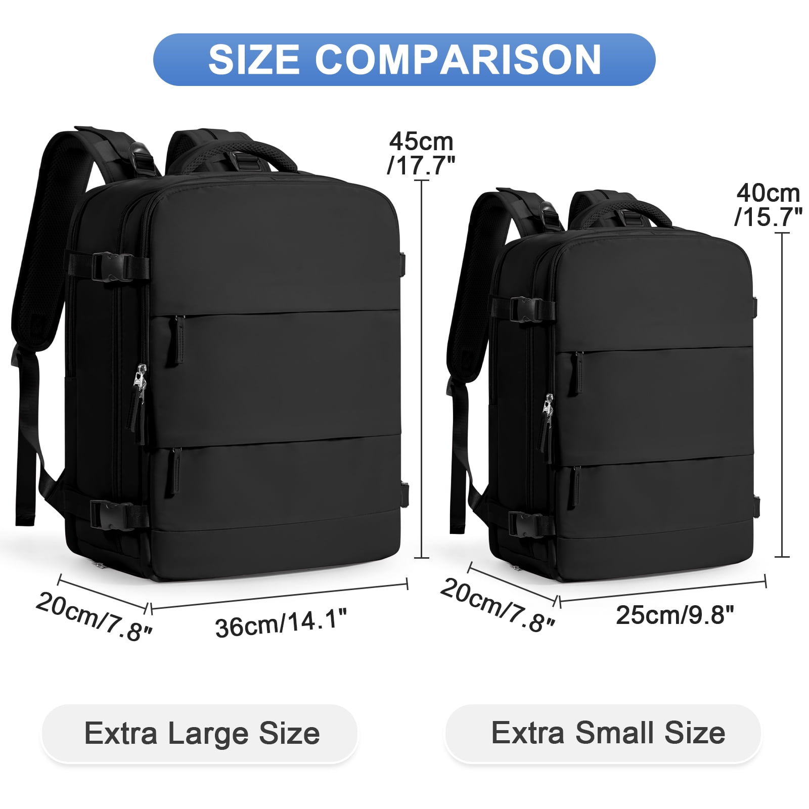 Large Travel Backpack for Women Men Airplane Approved, Carry on Backpack for Men Personal Item Travel Bag Carry on Flight, Waterproof Laptop Backpack Casual Daypack for Hiking with Shoes Compartment