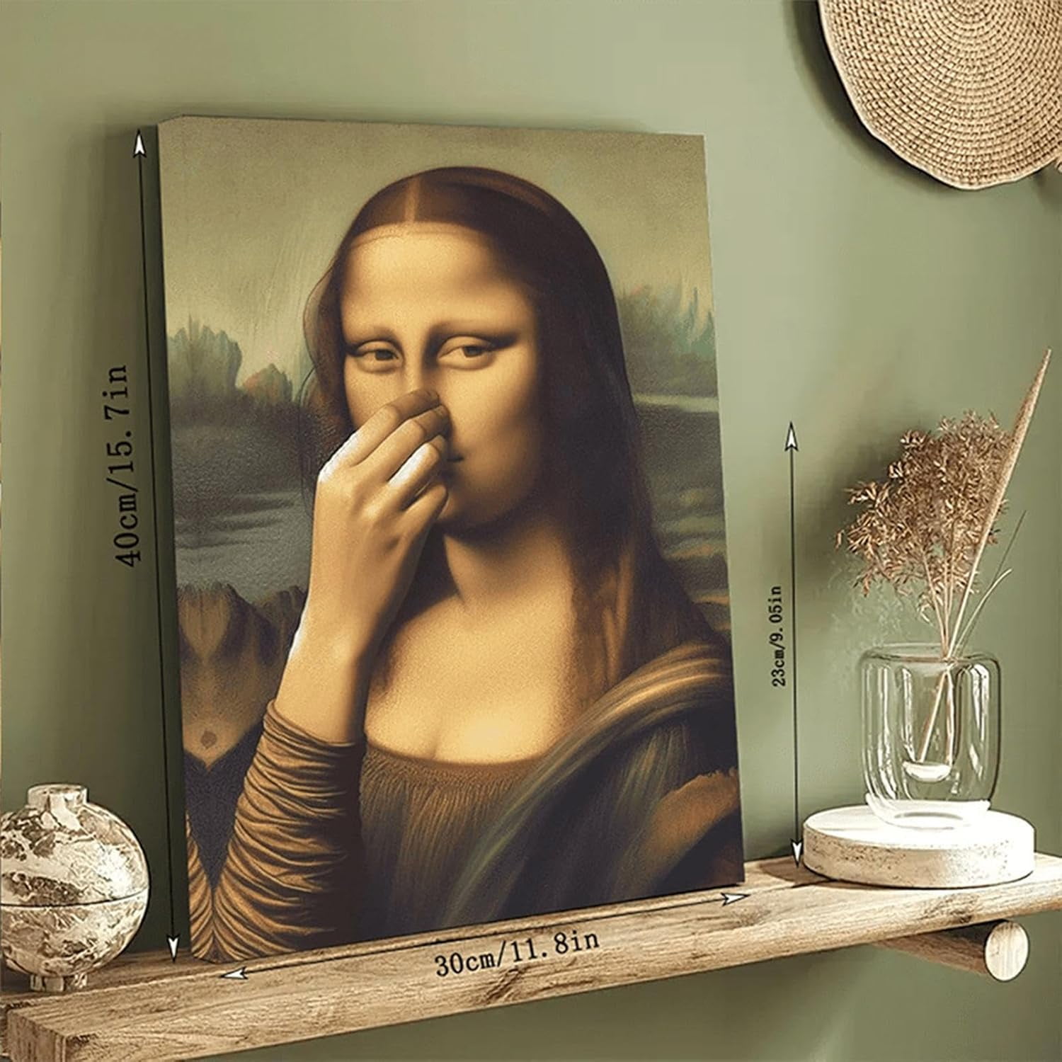 Mona Lisa Bathroom Art, Mona Lisa Holding Her Nose Picture Poster