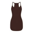 thumbnail image 4 of WIZUTIZ Womens Summer Dresses Casual Trendy Slim Fit High Rise Hanging Neck Solid Peplum Dress Sleeveless V-Neck Shift Dress for Teen Girls Mini Dress Comfy Clubs Dress Brown, 4 of 6