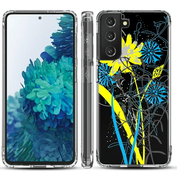 Shockproof Hybrid Bumper Phone Case for Samsung galaxy S21  5G / S21 Plus 5G, by OneToughShield ® - Wild Flowers