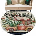 thumbnail image 6 of Christmas Red Truck Round Rug 5ft Washable Circle Kitchen Rugs Non Slip Winter Farmhouse Rustic Xmas Tree Large Area Rug Indoor Floor Carpet for Bedroom Living Room Home Office Dining Room Nursery, 6 of 8