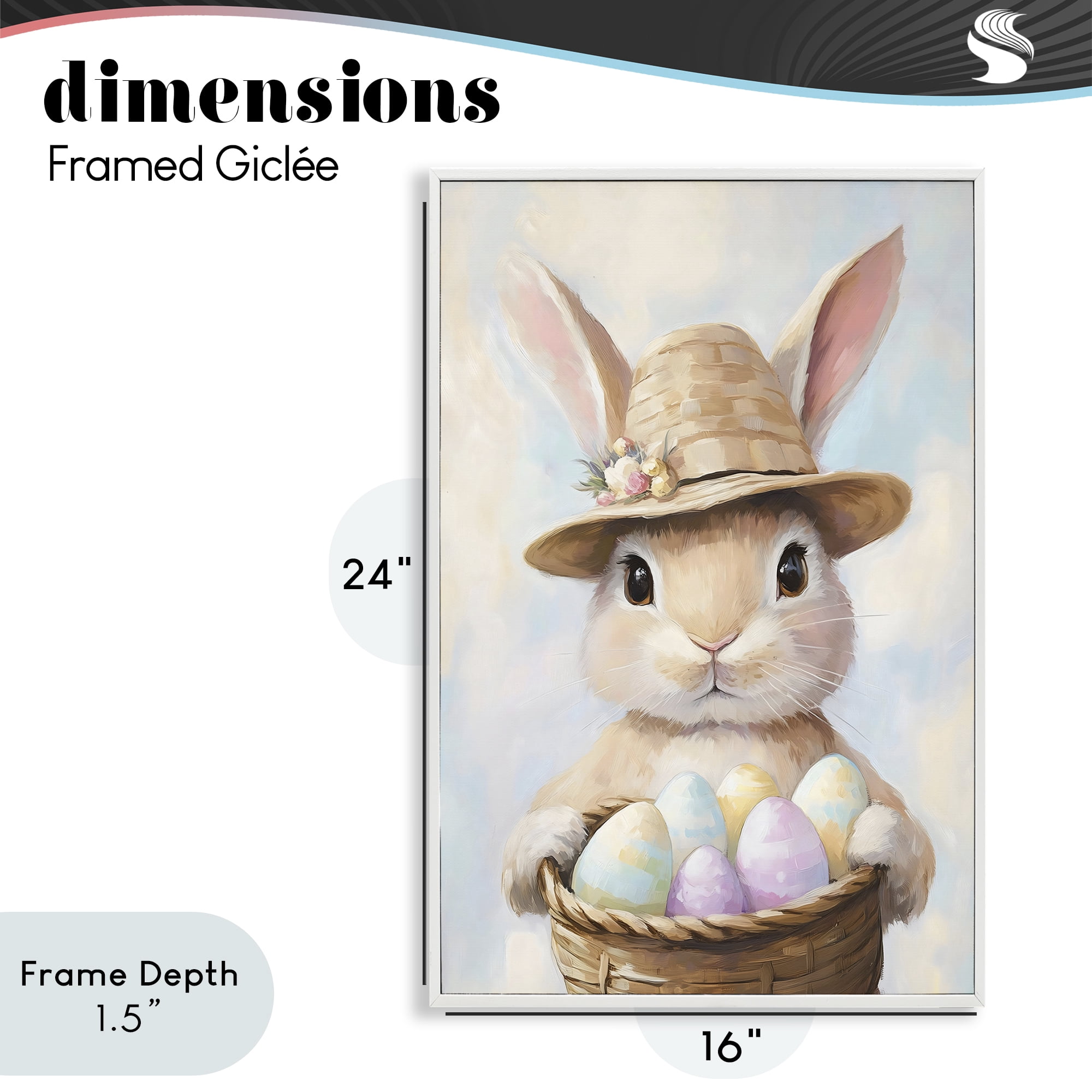 Stupell Industries Bunny with Easter Egg Basket White Framed Giclee Art, design by The Prints Vibe