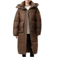 thumbnail image 3 of Fall Outfits for Women 2025 Puffer Jacket Womens Long Sleeved Solid Color Hooded Cotton Jacket With Pockets, 3 of 9
