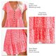 thumbnail image 4 of Vestido de manga corta con cuello en V para mujer, vestido con botones en la parte delantera, estampado floral, vestido informal suelto de verano, 4 of 5