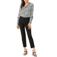 thumbnail image 2 of Blusa de Manga Larga con Cuello de Chal y Botones de Estampado Floral de Rosa Allegra K para Mujeres, Negra S, 2 of 6