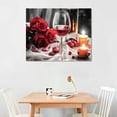 thumbnail image 2 of ONETECH Black and White Still Life Wine Glass Wall Art Canvas Painting Red Wine Rose Prints Pictures Artwork for Kitchen Dining Room Wall Décor, 2 of 4